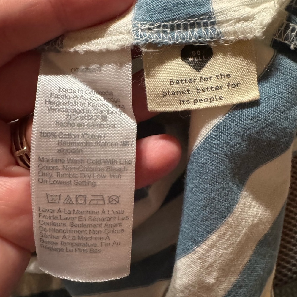Madewell Relaxed Polo Tee Striped Blue and White Size XXL - Picture 7 of 10